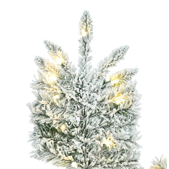 7.5ft. Pre-Lit Slim Flocked Utica Fir Artificial Christmas Tree, Pure White LED Lights